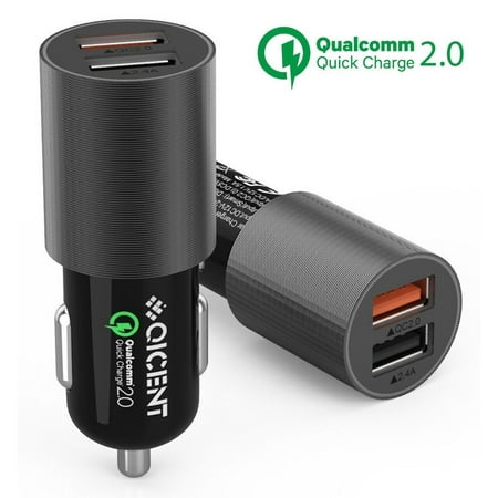 Qualcomm Quick Charge 2.0 Fast Car Charger with Dual USB Charging Ports -