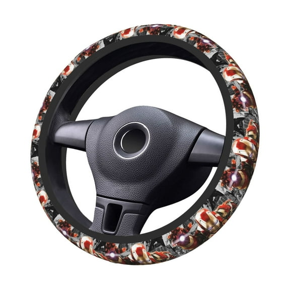 Iron-Man Steering Wheel Cover Elastic Stretch Breathable Vehicle Steering Wheel Protector Car Interior Accessories