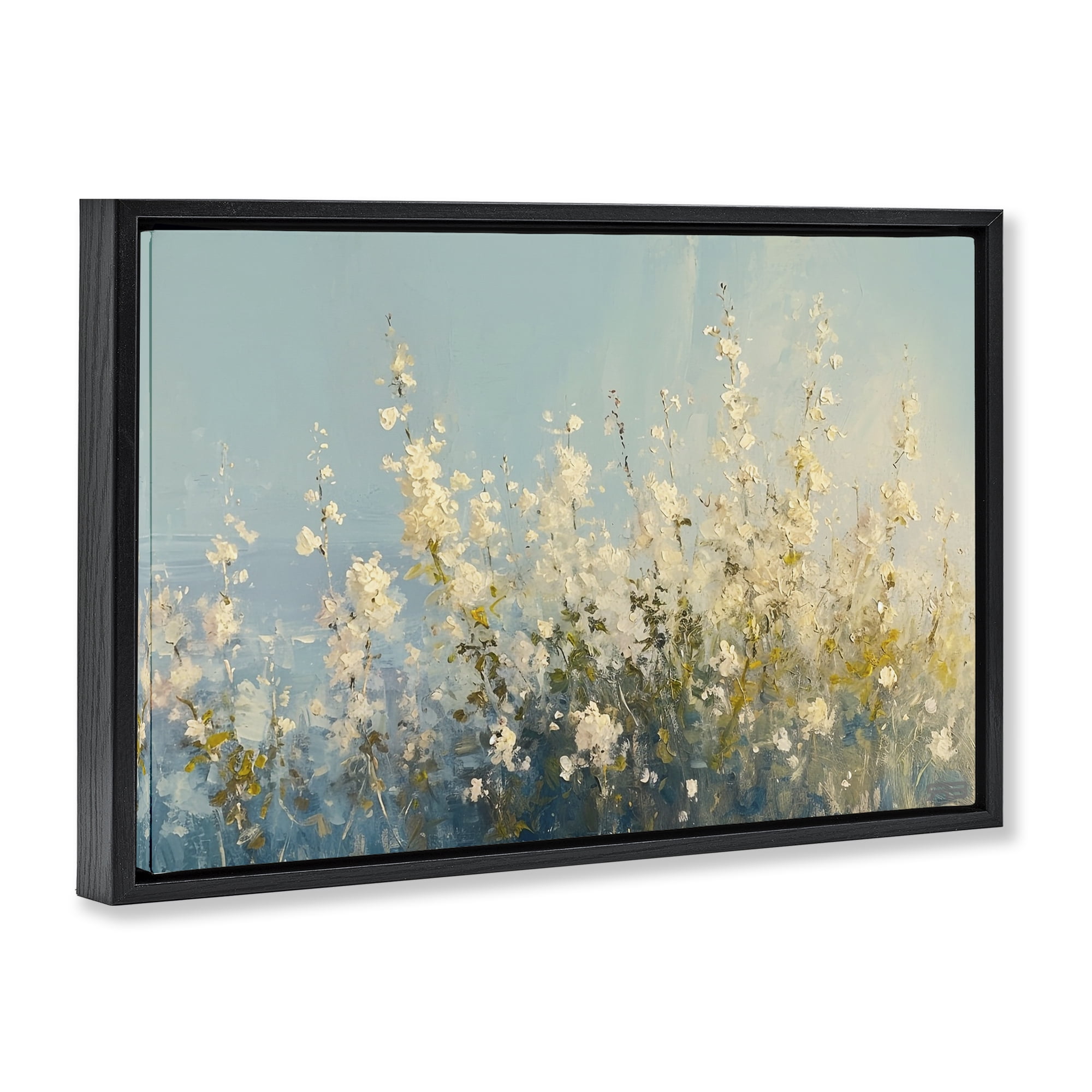 Stupell Industries Blooming Spring Garden Abstract Painting Black Floater Framed Canvas Art Print Wall Art, 31 x 21