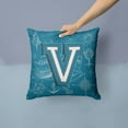 thumbnail image 2 of Letter V Sea Doodles Initial Alphabet Fabric Decorative Pillow, 2 of 4