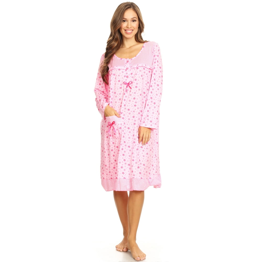 Premiere Fashion - 16009 Womens Nightgown Sleepwear Pajamas Woman Long ...