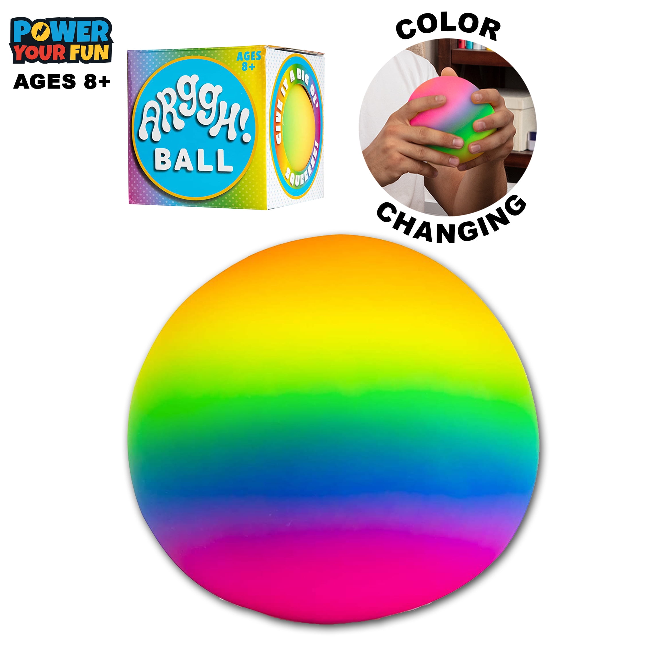 Power Your Fun Fidget Toy Rainbow Stress Ball, Squishy, Stretchy,  Back-to-School Stress Relief Sensory Toy for Kids and Adults