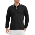 thumbnail image 5 of Men's Classic Regular Fit Solid Color Long Sleeves Business Golf Polo Shirt M Black, 5 of 6
