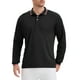 thumbnail image 5 of Camisa polo de golf de negocios de manga larga de ajuste regular para hombres, color sólido, negra, 5 of 6
