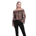 thumbnail image 1 of Valcatch Women Off the Shoulder Tops Long Sleeve Leopard Print Chiffon Top, 1 of 5