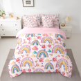 thumbnail image 2 of Homewish Cartoon Rainbow Twin Bedding Sets 7-Piece for Kids Child Girls,Cute Flowers Bedding Comforter Set Microfiber,Dreamy Princess Castle Breathable Sheet Sets,Breathable Home Decor,Reversible, 2 of 8