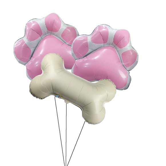 Globos de fiesta GLASNES para perros, 3 unidades con 2 patas rosas y 1 hueso