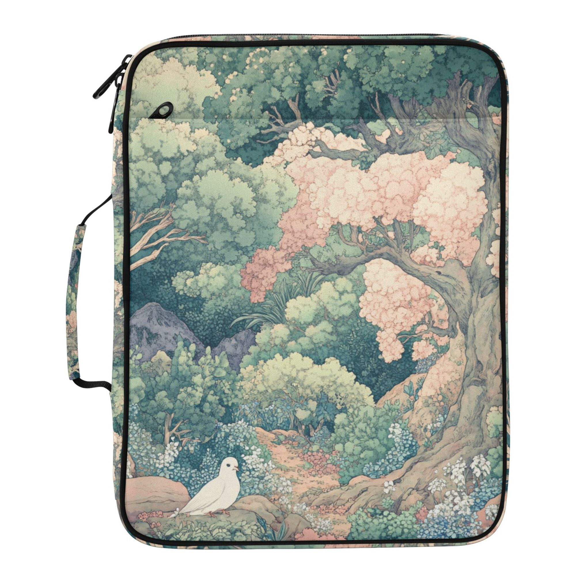 FORMRS Accordion File Folder A4 Size 7-Pocket Expanding Document Organizer Bag with 3 Ring Binder, Floral Forest Pattern