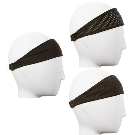 Headband Gift - Hipsy Xflex Adjustable & Stretchy Sports Sweat Headbands for Men Gift Pack (Mixed Black Xflex Band 3pk)