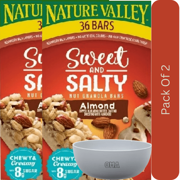 Nature Valley Almond Sweet & Salty Granola Bars, 36-Count Box With White Bowl By OMA