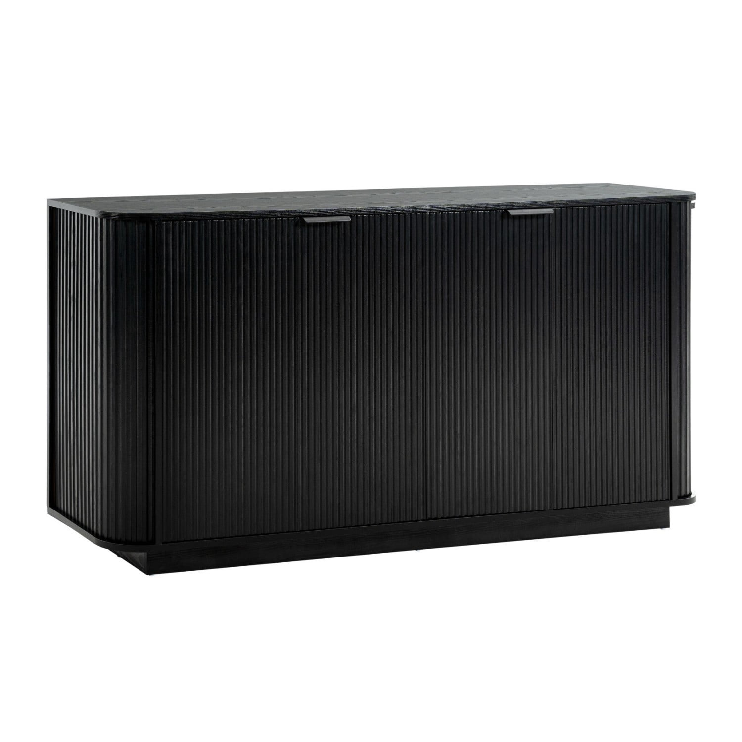 63" Wavy Storage Sideboard Cabinet Double Door Buffet Cabinet with Adjustable Shelves, Modern Accent Storage Cabinet for Kitchen Dining Room Living Room Hallway, Black