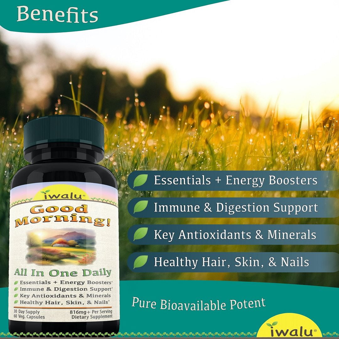 iwalu GoodMorning Women's Daily Multivitamin | All in One Vitamins Minerals Botanicals Complex | A D3 B Complex Magnesium Cinnamon Saw Palmetto - for Active Adults | 60 Capsules | NSF Certified USA