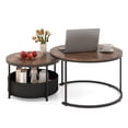thumbnail image 1 of Gymax Nesting Coffee Table Set of 2 w/Removable Fabric Basket Metal Frame for Home, 1 of 10