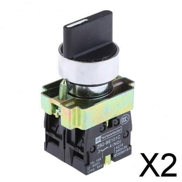 Paquete de 2-6 ZB2-BE101C 22 mm Momentáneo 2 NO Tres Selector giratorio de 3 posiciones 2 piezas