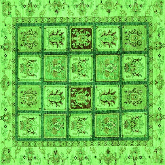 Ahgly Company Indoor Square Abstract Green Modern Area Rugs, 4' Square