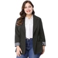 thumbnail image 4 of GRACE & GRANDEUR Blazer Décontracté pour Femme Grande Taille à Rayures, Poignets, Revers Cranté, 4 of 6