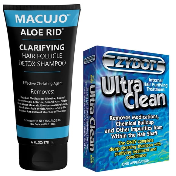 Macujo Aloe Rid Detox Shampoo y Zydot Método UltraClean Limpia profundamente todos los contaminantes Medicamentos residuales Nicotina Alcohol Cloro 2da mano Humo