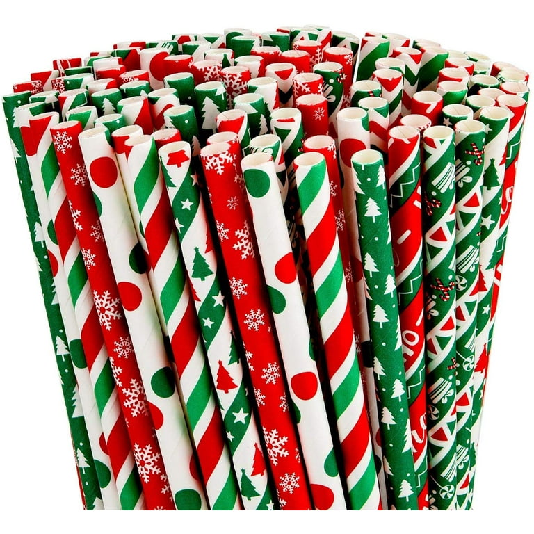 Lot of Paper Straws & Party Picks Total 24 pcs Christmas Party Dress  Holiday