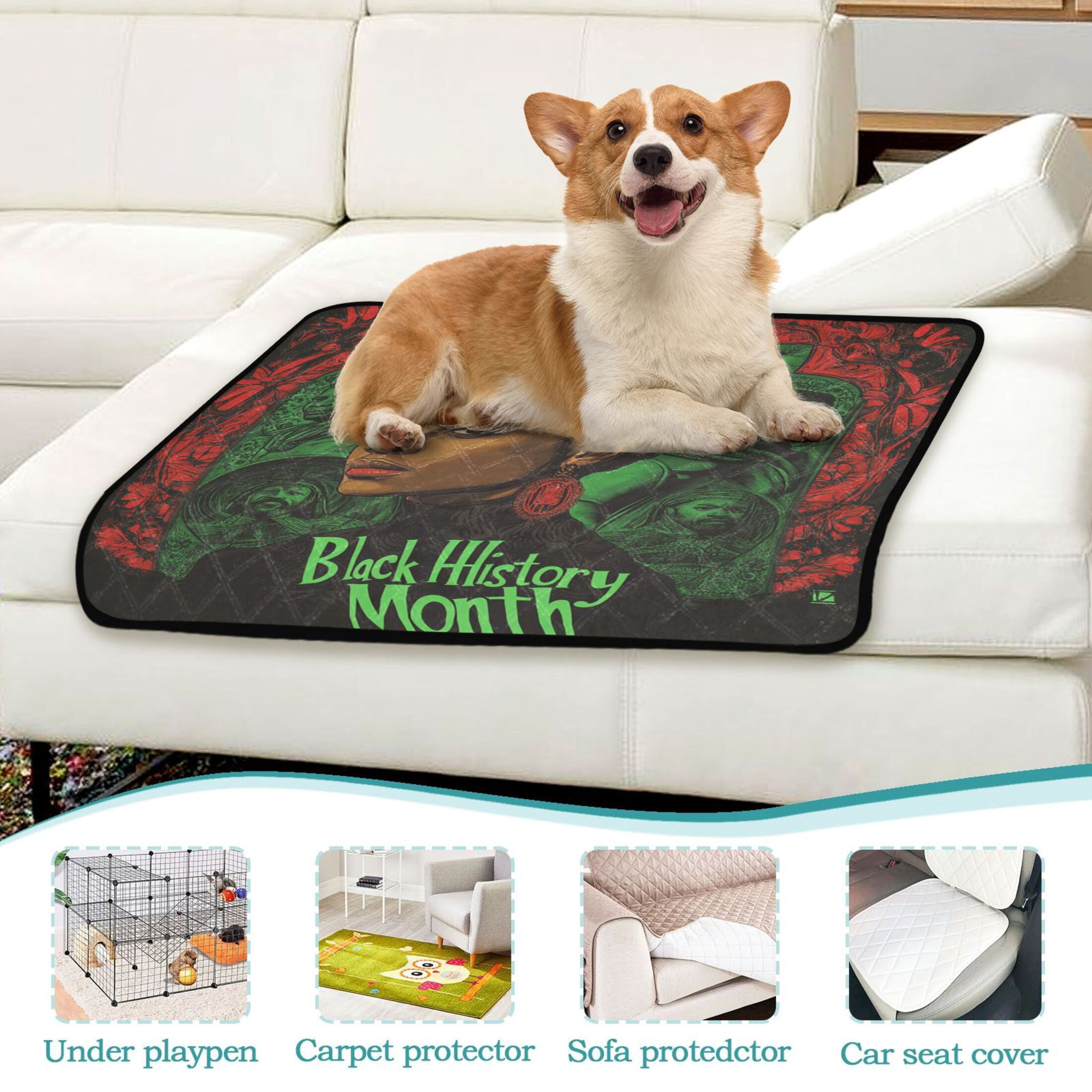 Qxltty Black History Month Pattern Cat litter Pads Pet Set of 2 Diaper Mats Center Anti-leakage Layer Absorbent Soft and Comfortable