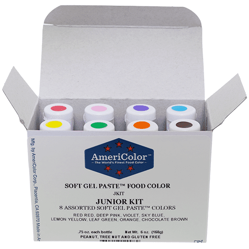 AmeriColor, Junior Kit, 8 .75 Ounce Food Color Bottles, Soft Gel Paste