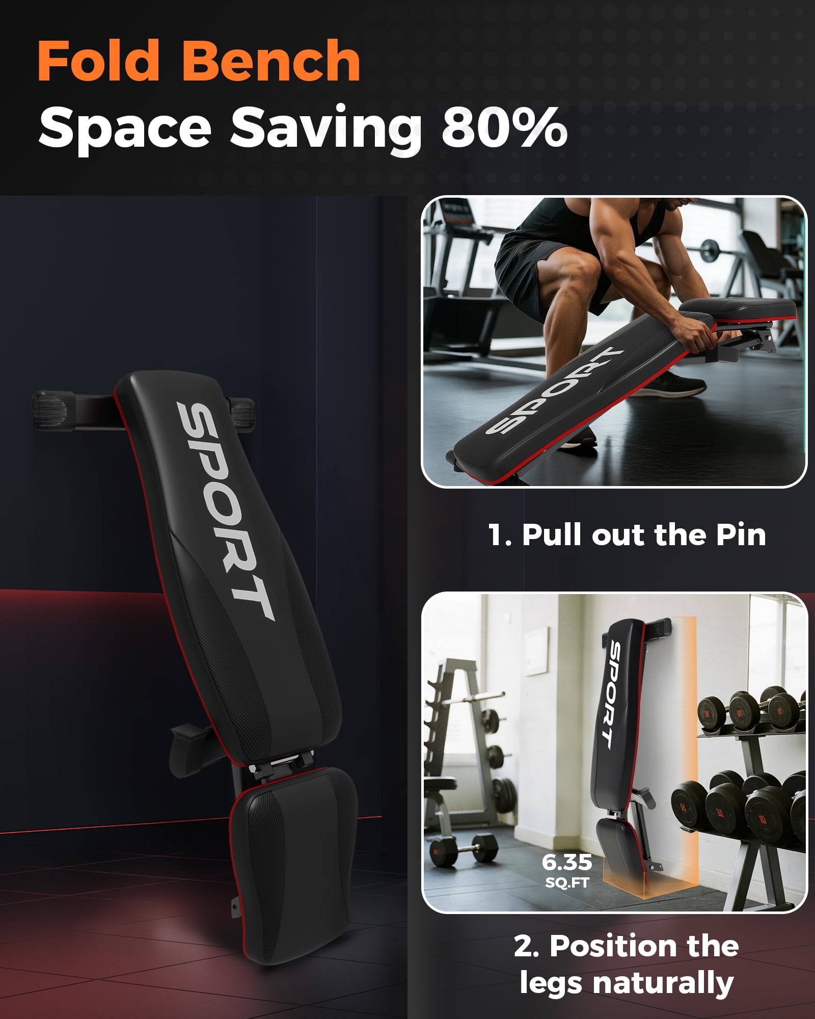 JoanKaren 5 Levels Adjustable Weight Bench,Foldable Workout Bench Olympic Weight Bench for Home Gym Full Body Strength Training,Supports Up to 660 lbs