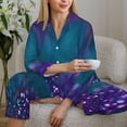 thumbnail image 6 of Daiia Purple and Green Glitter for Women's Long-Sleeved Pajama Set – Soft & Comfortable Sleepwear Button-Up Pajamas Cozy Lounge Wear-Large, 6 of 7