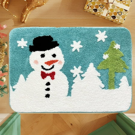 

Dadatutu Christmas Carpet Bathroom Kitchen Floor Mats Absorbent Household Entry Door Foot Mat Three Dimensional Tufted Bedside Mats