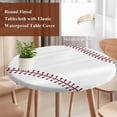 thumbnail image 4 of Baseball Round Tablecloth, Fitted Table Cover with Elastic for 55"-60" Round Tables, Modern Minimalist Red Lines Table Cloth Outdoor Indoor Dinning Party Waterproof Tablecloths, 4 of 7