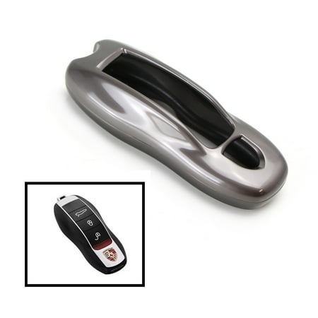 Alloy Metal Main Rotor - iJDMTOY (1) Premium Gun Metal Grey Alloy Metal Key Fob Cover Case For Porsche Cayenne Panamera Macan Cayman Boxster 718 911 Remote Key