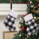 thumbnail image 5 of Decoraciones navideñas, adornos navideños, calcetines navideños a cuadros rojos y negros, decoraciones colgantes, regalos, bolsas de dulces, colgantes, calcetines navideños de tela, 5 of 6