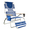 Blue/White Stripe, variant on Ostrich 3-N-1 Altitude 16 Inch High Outdoor Reclining Beach Lounge Chair, Blue