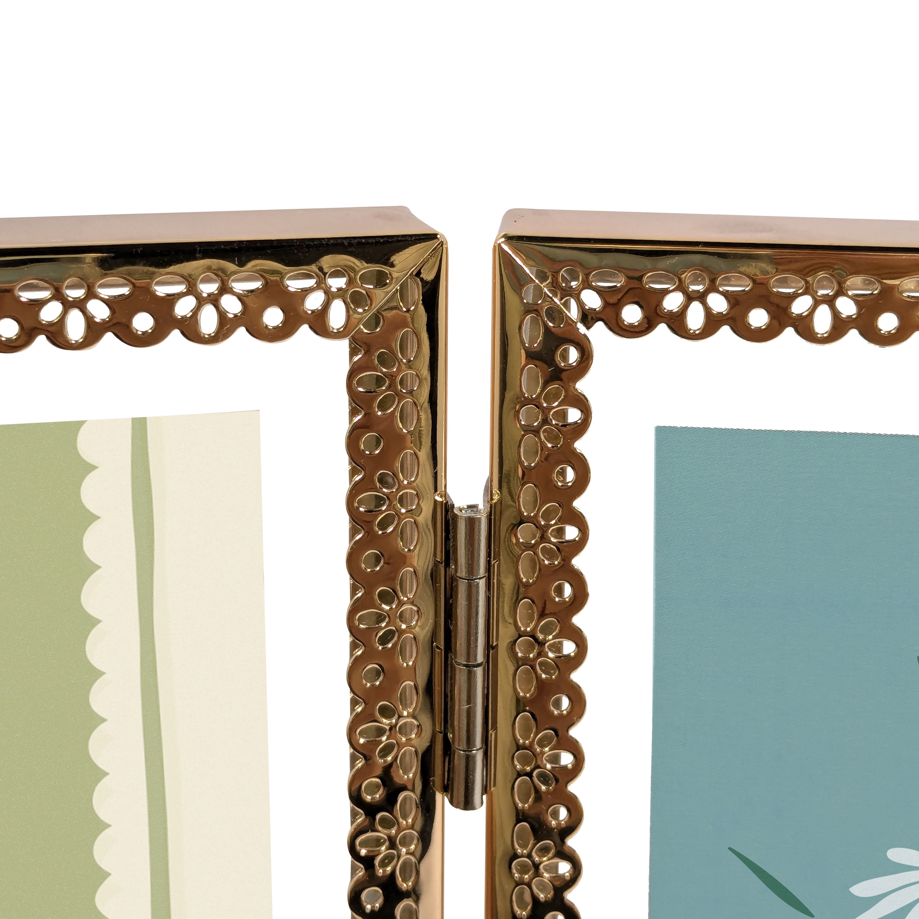 Bradley & Ballard - 3x5 inch - 3 Opening Hinged Antique Metal Cutout Float Tabletop Frame