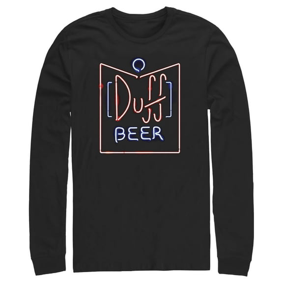 Men's The Simpsons Duff Beer Neon Sign  Long Sleeve Shirt Black X Large