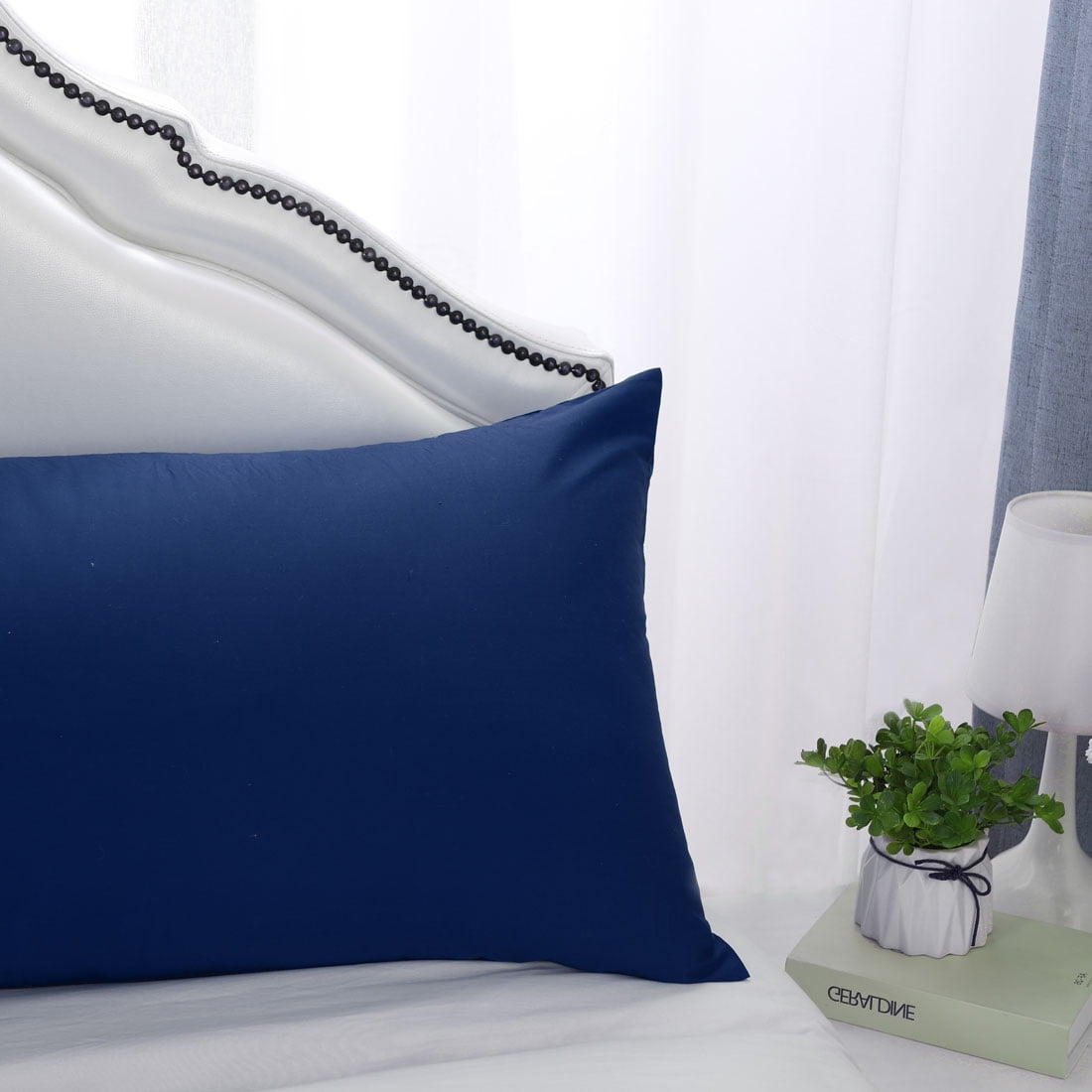 Unique Bargains Body Pillow Covers 300 Thread Count Cotton Pillowcases Set of 2 Royal Blue 20" x 48"