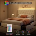thumbnail image 1 of GloryStar Cadre de Lit Rembourré avec 4 Tiroirs de Rangement et Lumières DEL RVB, Cadre de Lit Plateforme en Velours avec Tête de Lit à Ailes, Lit Moderne de Luxe pour Chambre, Blanc, 1 of 6