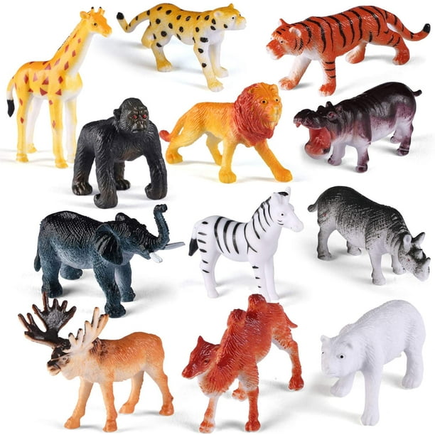 12 pièces jouets animaux figurines en plastique animaux de la