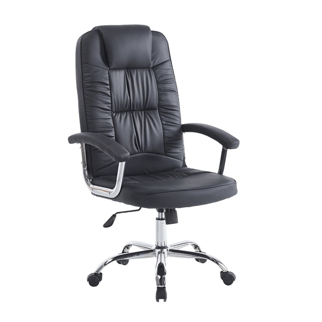 Ilios Innova | Silla Ejecutiva Ergonómica Negra con Respaldo Alto y Acolchado, Altura Ajustable, Base Cromada con Ruedas 360°, Diseño Profesional y Moderno