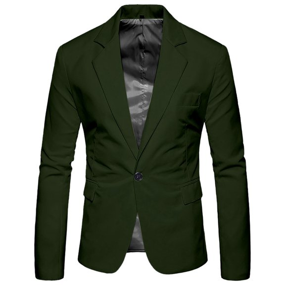 SNOWSONG Men's Suits Men's Slim Fit One Button Plaid Tuxedo Jacket Wedding Party Back to School Season Suit, Suit Jacket, Wedding Suits for Men, Business Suit Army Green 2XL