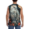 thumbnail image 4 of Lsque Moon Flower White Owl Print Men's Cotton Blend Sleeveless Muscle Shirts (S-3XL)- Moisture Wicking, Odor Protection, UPF 30+,Medium, 4 of 8