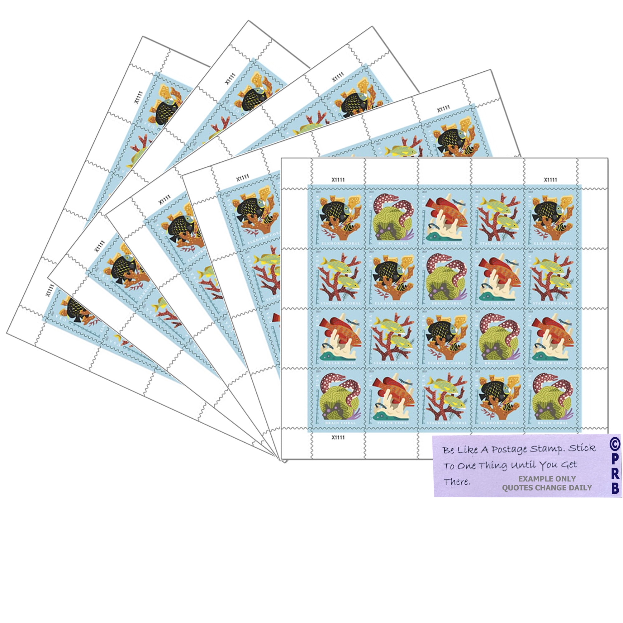 Coral Reefs POSTCARD Rate USPS Postage Stamp 5 Sheets of 20 US Forever First Class Postal Fish