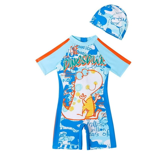 TOOYOU Toddler Boy Swimsuit Swimwear For Summer Stylish With Dino Print For Beach Surfing And Hot Springs Child Easy Care And Comfortable Fit Bathing Suit Size 7-8 Years,Blue