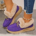 thumbnail image 3 of Pandaie Women's Slip on Loafers Fleece Lined Fuzzy Warm Winter Snow Boots Arch Support Indoor Outdoor Casual Walking Shoes Purple 6.5, 3 of 8