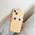 thumbnail image 5 of Compatible with iPhone 13 Pro Max Candy Color Case Glossy Big Eyes Cute Funny Thin Slim Soft Lens Protection Aesthetic Shockproof Protective Cover for Women Girls Yellow, 5 of 6