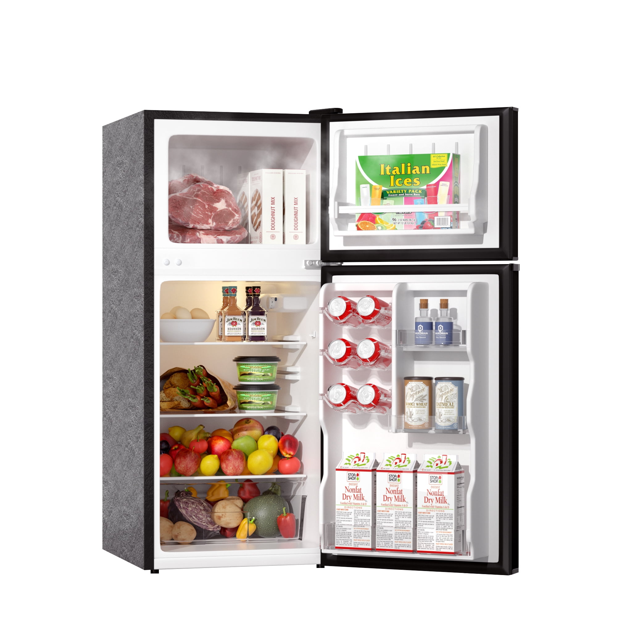 BANGSON 4.0 Cu.Ft small refrigerator with freezer,mini refrigerator with freezer, 2 Doors, Compact Fridge for Apartment Bedroom Dorm and Office, 5 Settings Temperature Adjustable, Sliver