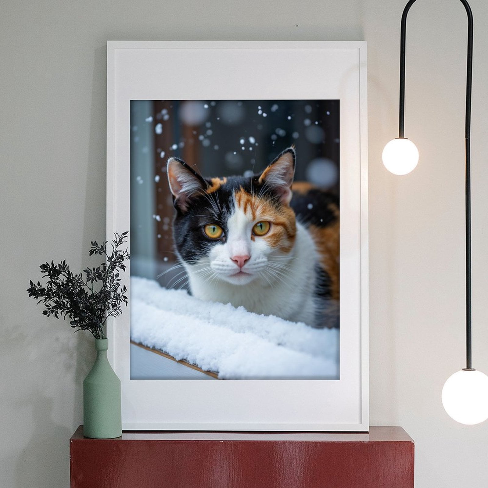 Diamond Art Kits for Adults - 5d Calico Cat Snowfall Window View Diamond Painting for Adults, Diamond Art for Adults Beginners, Diamond Painting Kits for Adults for Home Wall Decor