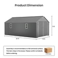 thumbnail image 5 of VENTOPYR 12'x20' Gray Portable Carport with Solar Lights, Heavy-Duty Steel Frame, Double Swing & Side Door, Vented Windows for SUV, Truck, RV Storage, 5 of 8