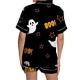 thumbnail image 1 of Halloween Pajamas Halloween Satin Print Button Short Sleeve Pajamas for Women Set, 1 of 2