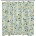 thumbnail image 4 of Nature Plant Floral Shower Curtain Decor, Yellow Blue Flower with Herb on Sage Green Shower Curtain for Bathroom 72" W x 72" L Polyester Fabric Bathroom Decoration Bath Curtains Hooks Included, 4 of 6