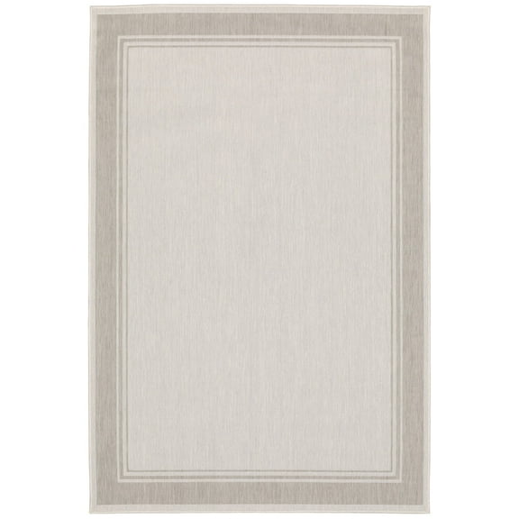 Oriental Weavers Portofino Area Rug 6765W Outdoor Ivory Flat Bordered 6' 7" x 9' 2" Rectangle
