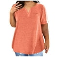 thumbnail image 3 of Plus Size Tops for Women Summer Short Sleeve Oversized T Shirt Casual V Neck Loose Tee Shirts Orange Xxl, 3 of 6